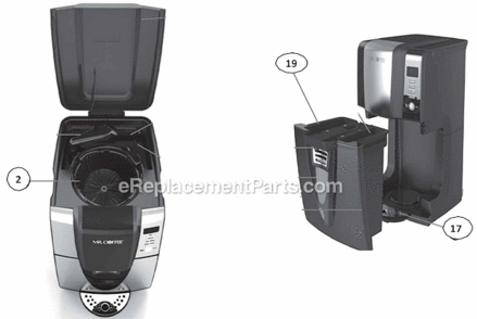 Page A Diagram and Parts List for BVMC-ZH1SS  Mr Coffee Coffee Maker